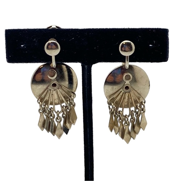 Vintage Floral Filigree Dangle Screw-Back Earrings Gold-Tone - Picture 3 of 9